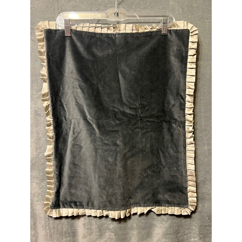 Ann Gish Velvet Pillow Sham Black Ivory Ruffle Trim Luxury Bedding 17x21
